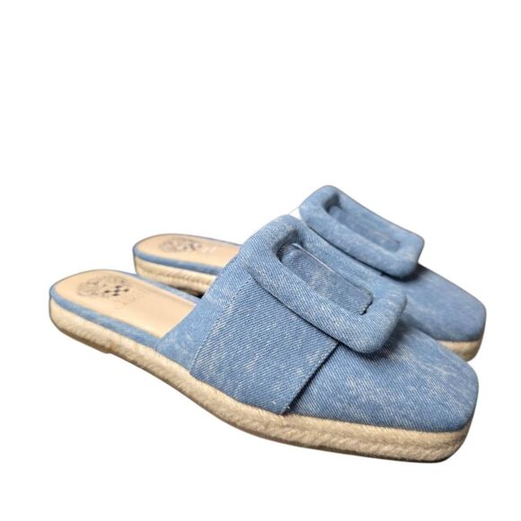 NIB Vince Camuto Women's Jinannie Buckle Slip On Light Blue Espadrille Size 8M - Picture 1 of 11